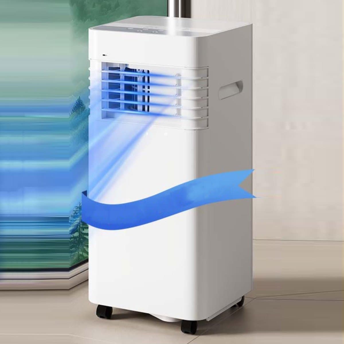 Mobiele airco - Draagbare airconditioner - 7000 BTU - koelt tot 28 vierkante meter - slimme airco met afstandsbediening - 3-in-1 koel- ontvochtigings- en ventilatorfunctie - 24-uurs timer en 120° zwenkfunctie