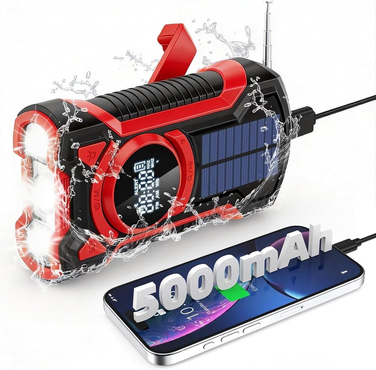 Noodradio - Noodpakket Oorlog - Draagbare Radio - Powerbank Zonneenergie - Transistor Radio - oplader usb