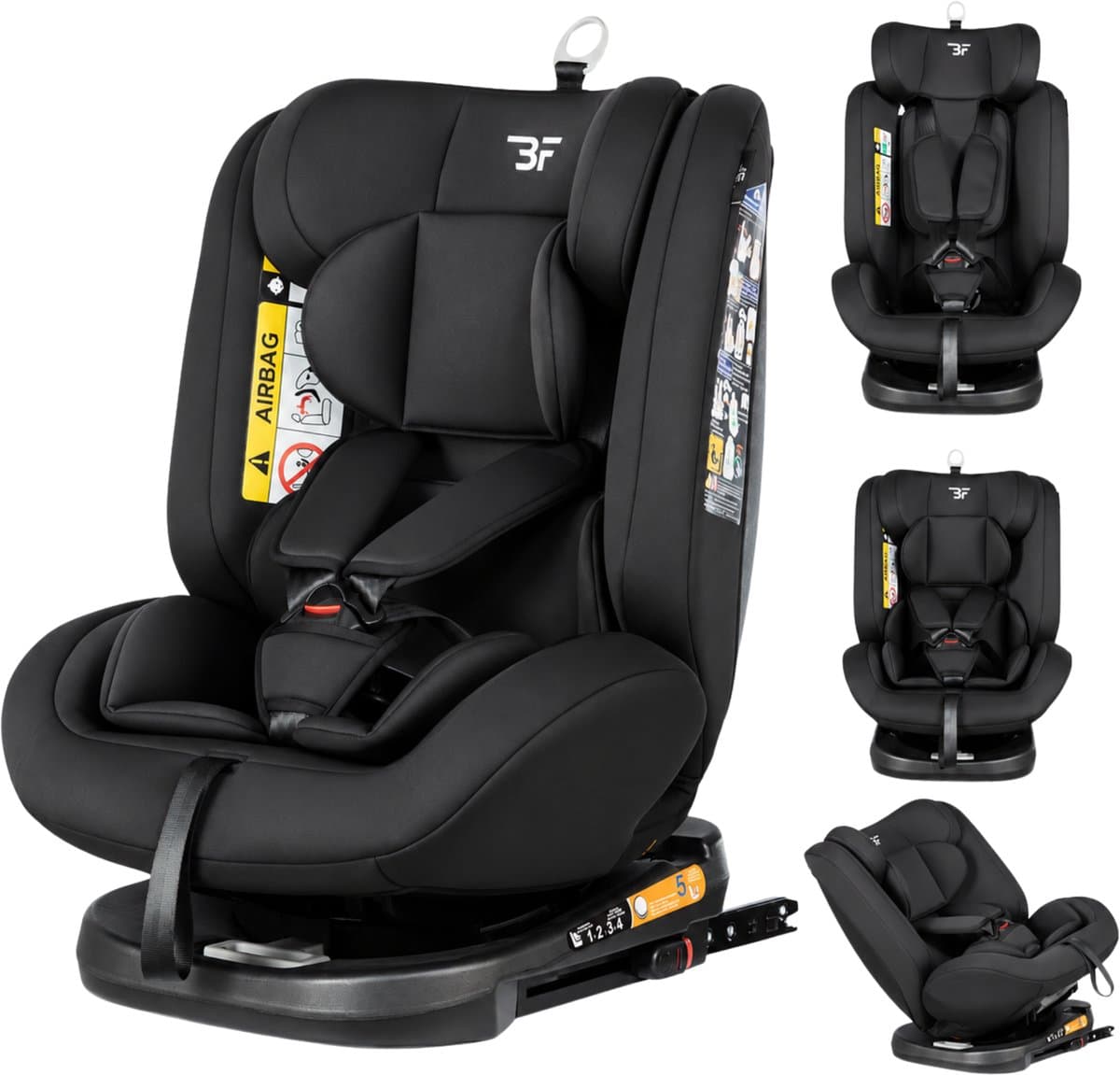 Bebies First Autostoel 360 Graden – i-Size Autostoel 40-150 cm – Draaibaar met ISOFIX en Top Tether – Zwart