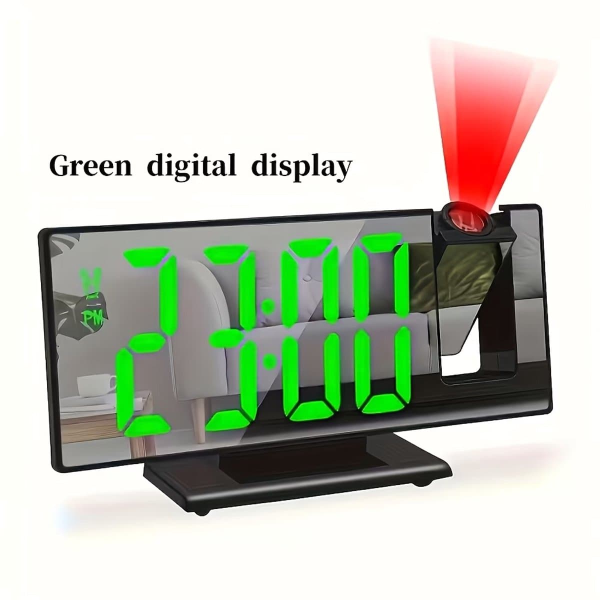 Projectie Wekker met 180° Rotatie – LED Alarmklok met Projector – USB Digitale Wekker met Temperatuur & 24u Modus – Voor Slaapkamer