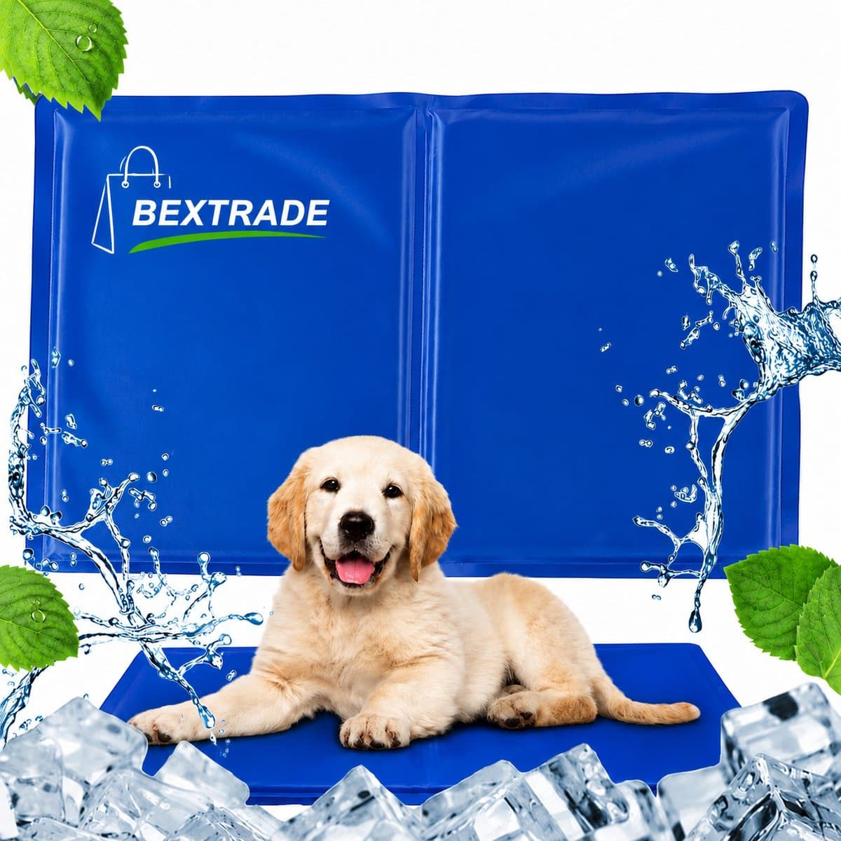 Waterdichte Koelmat voor Hond en Kat 50x40 cm – Zelfkoelende Gel Mat voor Huisdieren – Antislip & Opvouwbaar – Verkoelende Ligmat voor Hond, Kat en Andere Dieren – Reisvriendelijk & Eenvoudig te Reinigen – kattenbed zomer – Blauw – 31569