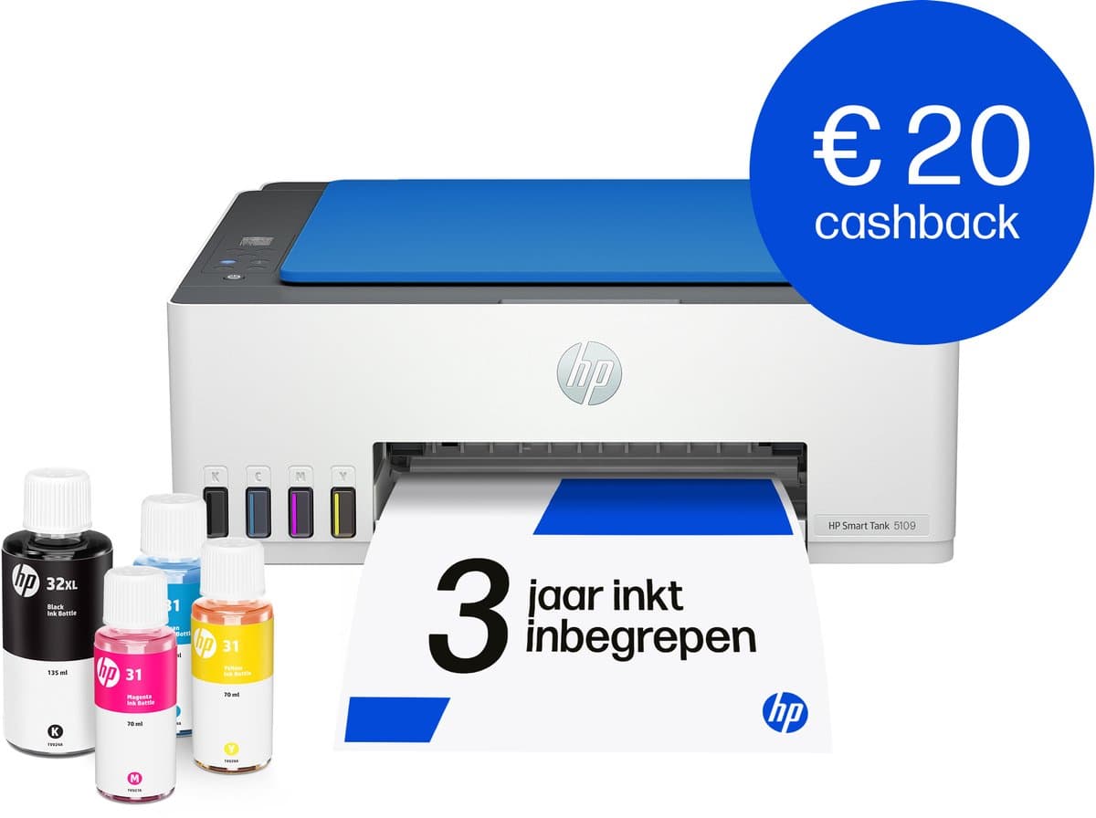HP Smart Tank 5109 - All-in-One Printer Inkttank Printer - Inclusief tot 3 jaar inkt - Blauw
