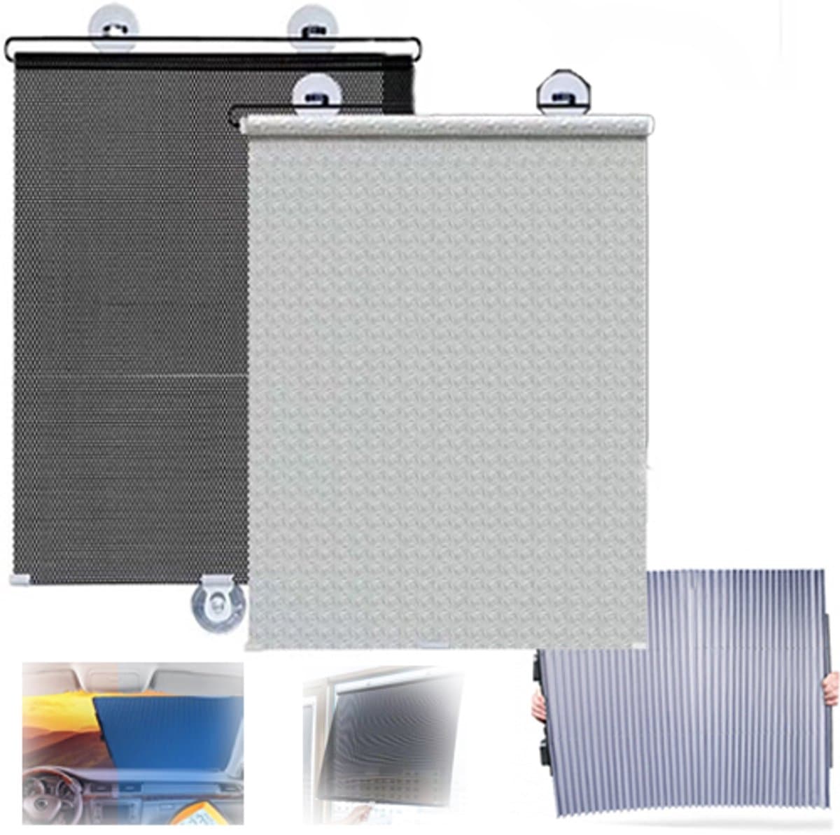 VHV - Verduisterend rolgordijn - Rolgordijn verduisterend - Zonnescherm raam - Met zuignappen - Zonder boren - Thermisch - Voor dakraam en slaapkamer - Set van 3 - Zwart / Zilver / Blauw