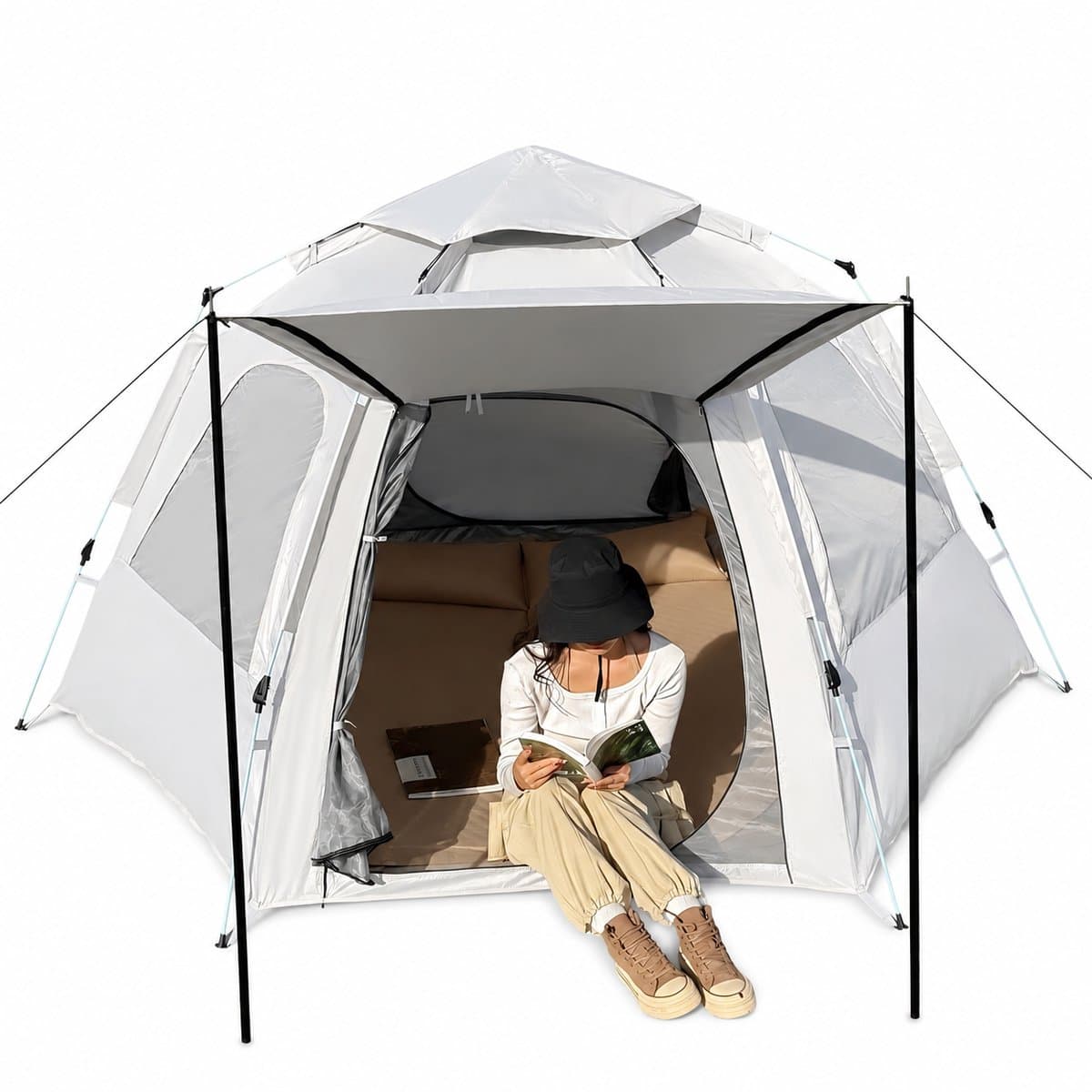 Lifero Camping Tent - Automatisch Pop-up Tent - Easy-up - Kampeertent 3 Persoons - Kampeertent 4 persoons - 280x280x155cm