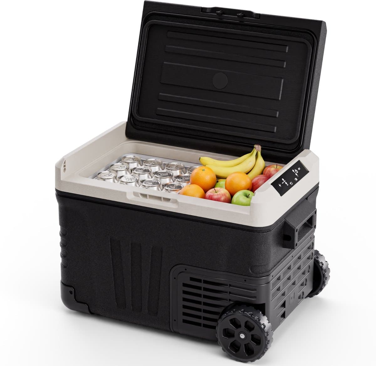 Auronic Elektrische Koelbox - Compressor - 35L - 12V en 240 volt - Camping Koelkast - Frigobox Auto - Met Wielen en Hendel - Zwart