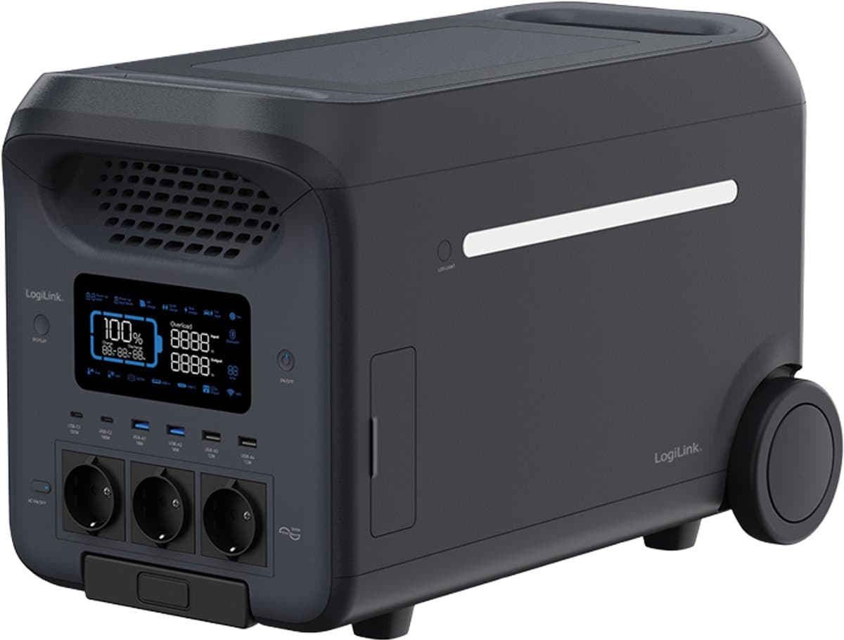 LOGILINK Professional Draagbare powerbank, 3000 W, LiFePO4-batterij, compatibel met Tuya, zwart