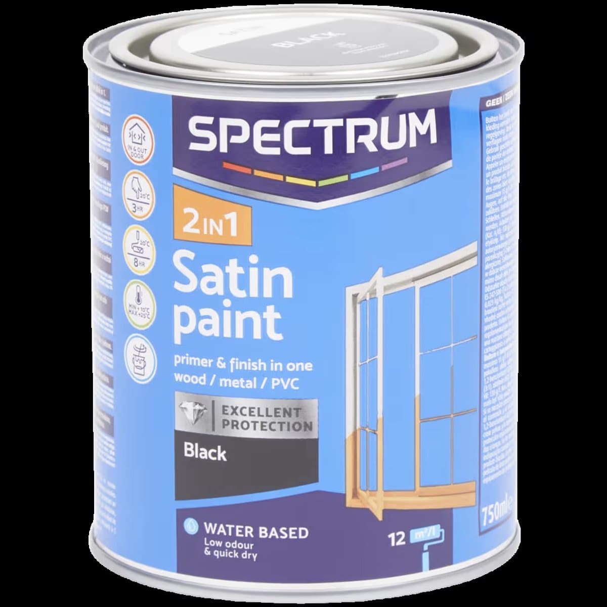 Spectrum 2-in-1 hoogglans verf zwart 750 ml