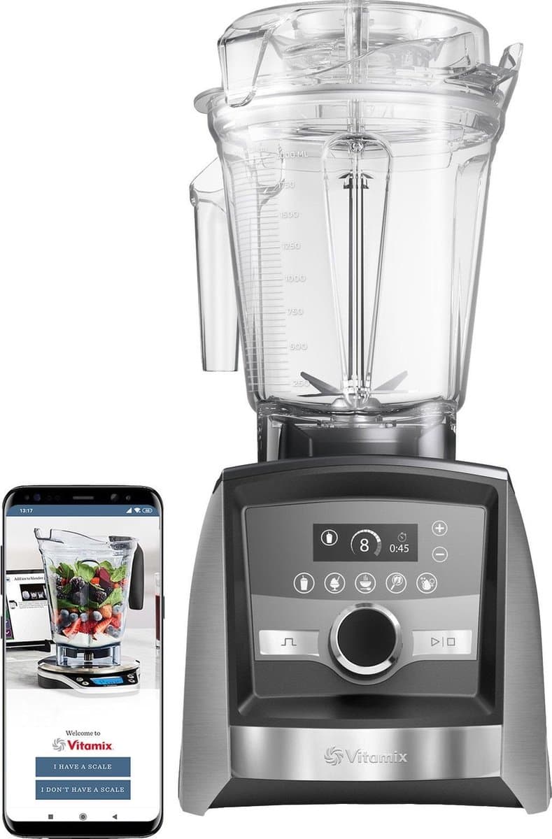Vitamix A3500i Ascent - high performance blender - LCD display - 5 programma's - 2.2 PK motor - 2 liter kan - 10 jaar garantie - RVS