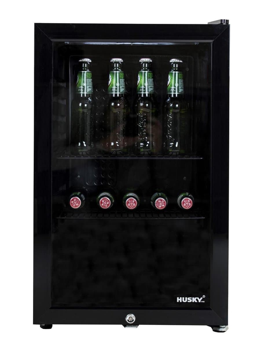 Husky KK70-BK-NL-HU - Dranken koeler - Barkoelkast - 71 Liter - Horeca - Met Glazen Deur - Zwart