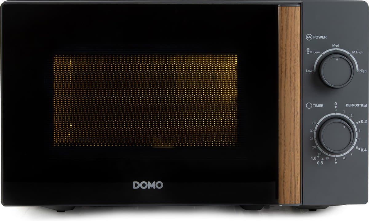 DOMO DO2920 Solo Microgolfoven “Wood You” - Magnetron - 20 L - 700 watt - Grijs - Houtlook Handvat
