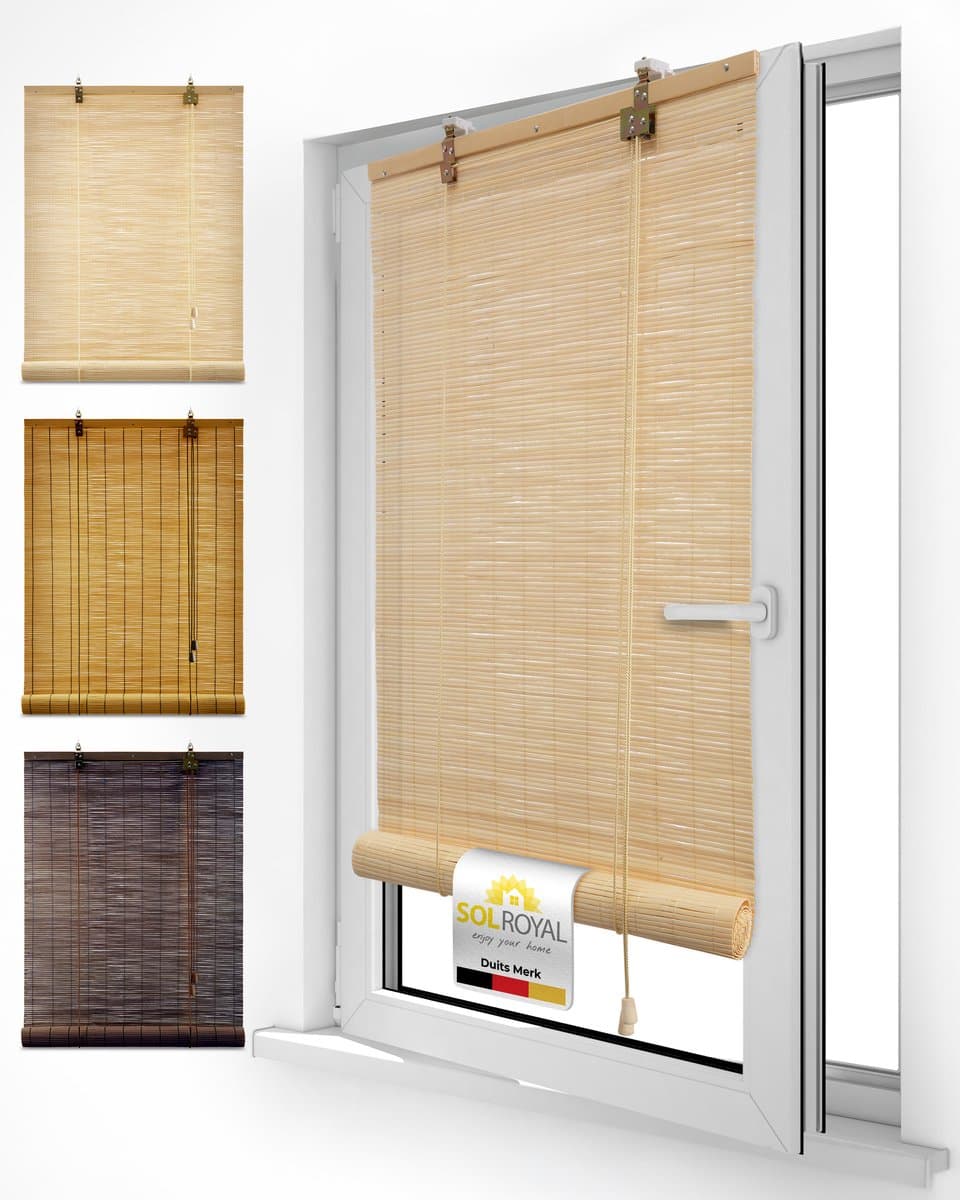 Sol Royal rolgordijn bamboe 90x220 cm SolDecor B86 - rolgordijnen zonder boren - rolgordijnen lichtdoorlatend zonwering bamboo jaloezieën inclusieve klembeugels - Natuur