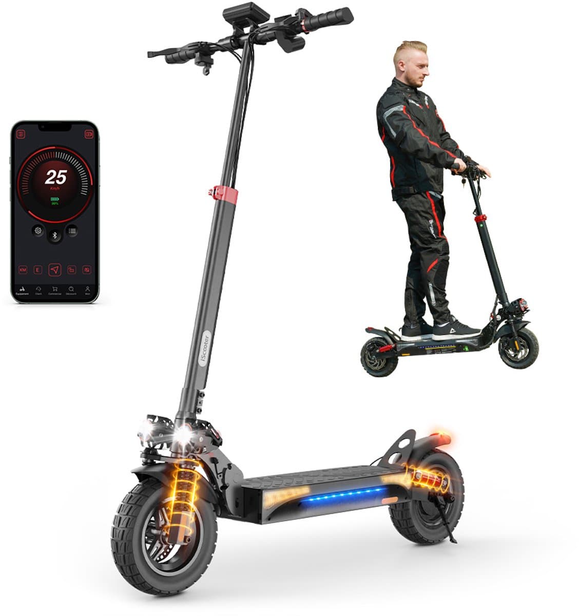 Elektrische Step iScooter ix4 voor Volwassenen 150kg Krachtige 800W 10 inch Met APP 48V15 Ah Maximale Snelheid 25km/h Maximale Actieradius 45 Km