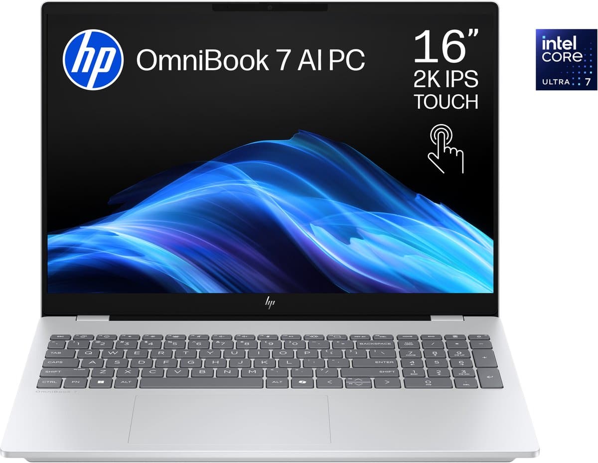 HP OmniBook 7 AI 16-ay0772nd - Creator Laptop - 2K OLED - Intel® Core™ Ultra 7 Processor 255H - 16 inch - 1,91 kg - 120 Hz