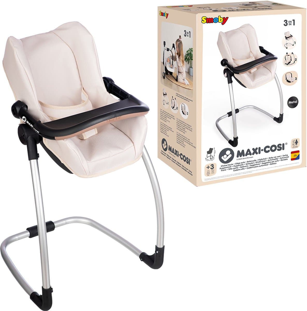 Smoby - Maxi cosi kinderstoel voor pop tot 42cm - schommel - autostoel - tablet