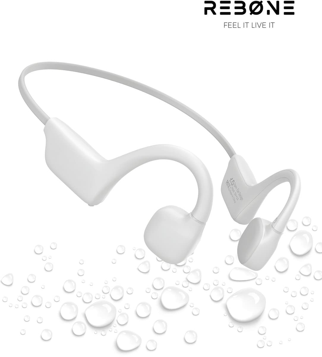 REBØNE Core Bone Conduction Headphone Core - Sport Oortjes Draadloos - Hardloop Hoofdtelefoon - Draadloze Bluetooth Koptelefoon - Sportoordopjes - Draadloos - Hardlopen - Open Ear - Wireless - IPX5 waterdicht / Wit