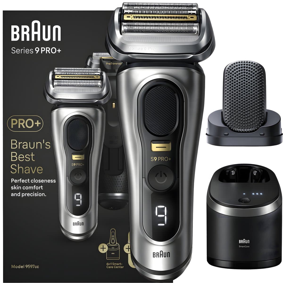 Braun Series 9 Pro 9597cc – elektrisch scheerapparaat voor heren – 5-voudig scheersysteem – Clean&Charge-station – nat & droog