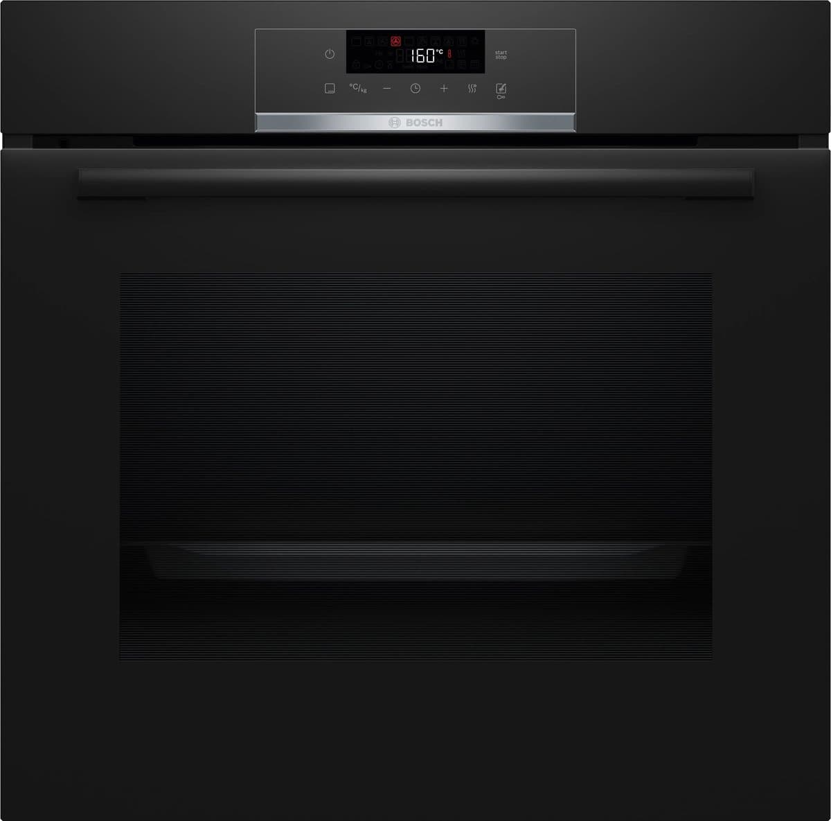 Bosch - HQG572BB3F - Serie 4 - Inbouwoven - Energielabel A+ - Air Fry-functie: voor perfect en gezonde gefrituurde gerechten - Eenvoudig te reinigen met pyrolytische zelfreiniging- Stoomoven - Zwart