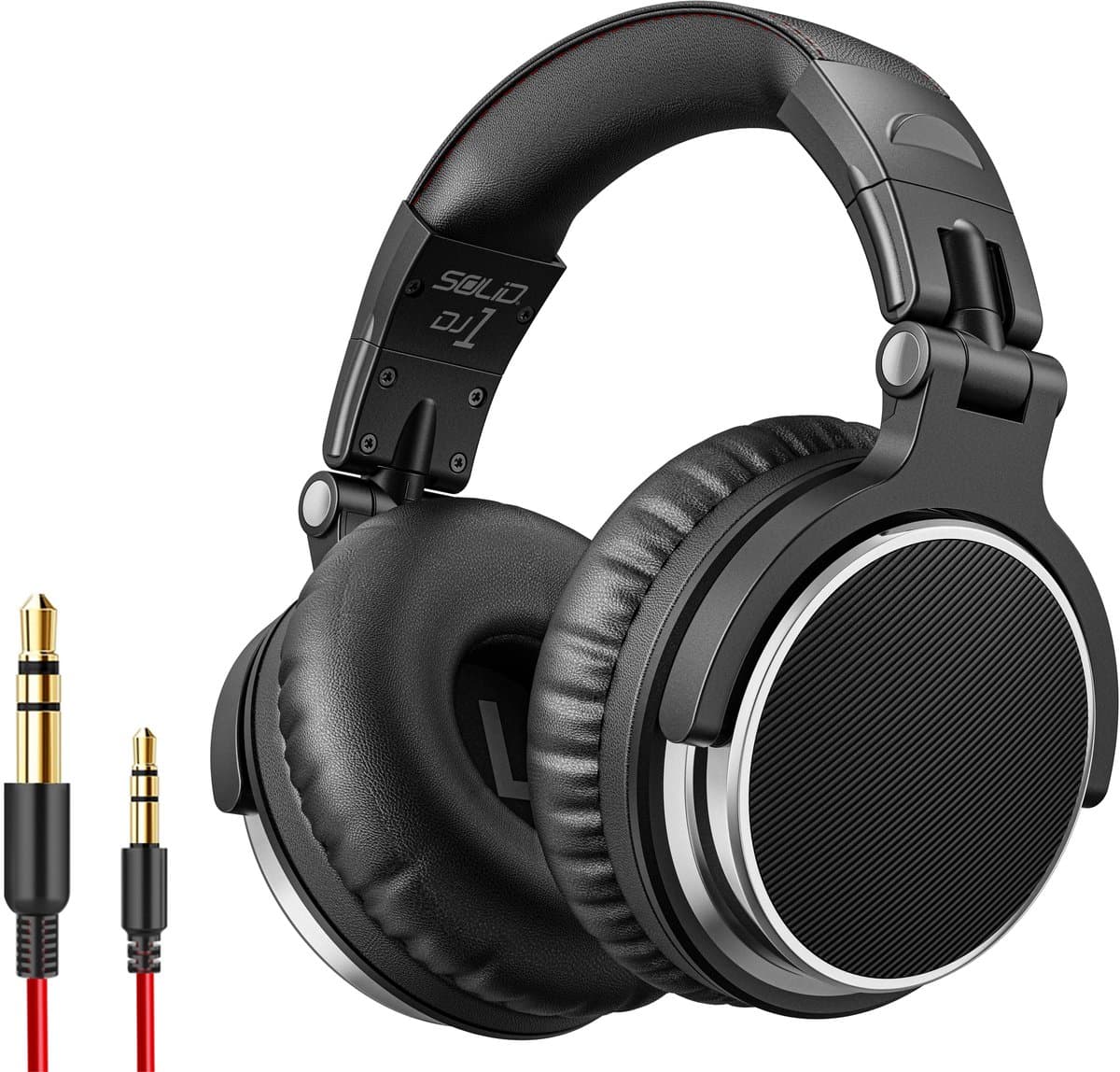 Solid DJ1 Over-ear DJ & Studio Koptelefoon - Inclusief USB-C Adapter, Microfoon & Draagtas - 3.5mm & 6.3mm Jack - Zwart