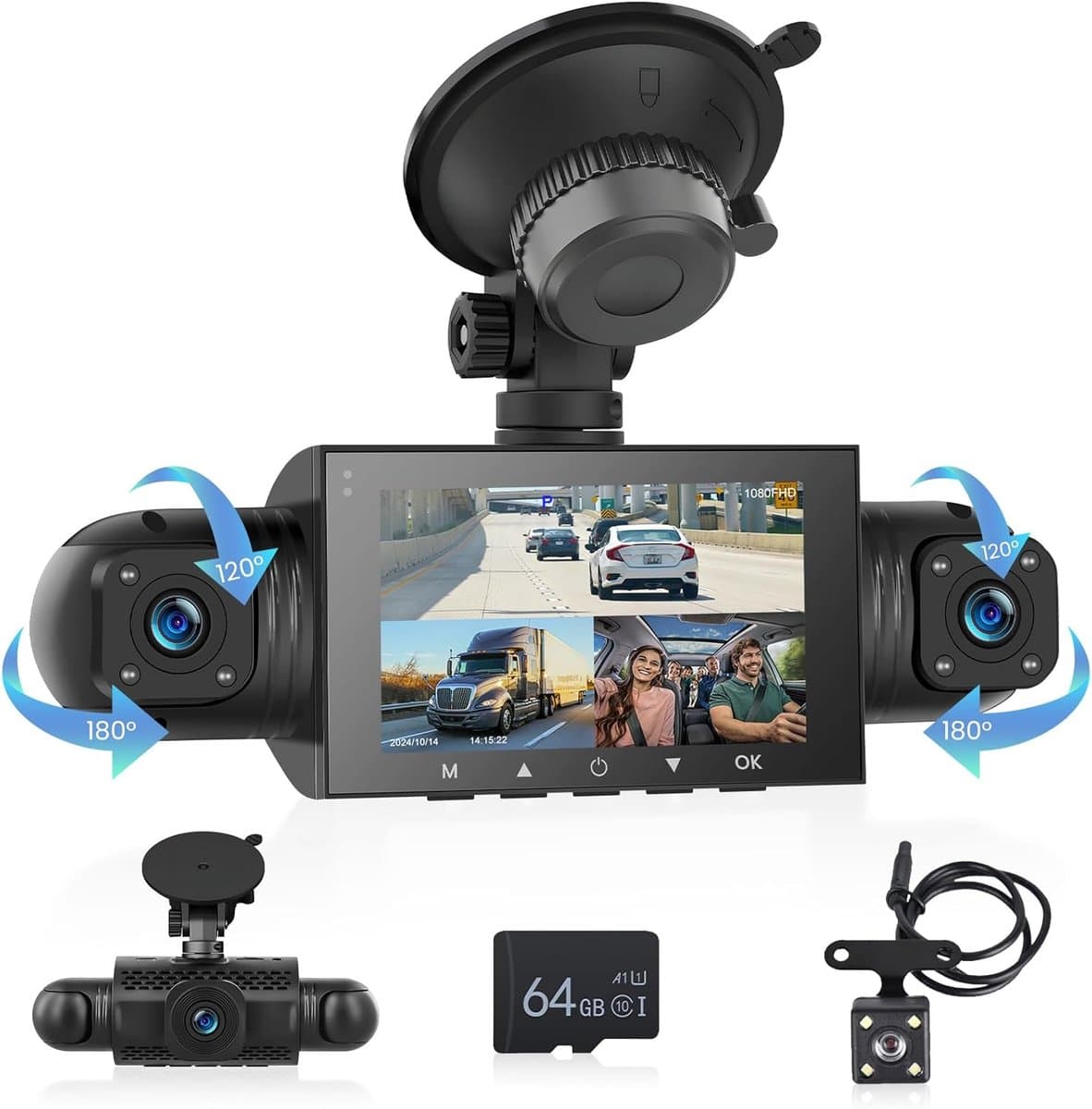 Dashcam voor auto voor en achter – Dual dashcam – Voor- en achtercamera – Autocamera – Full HD dashcam – Dashcam met nachtzicht – Dashcam met bewegingssensor – Groothoeklens – Parkeermodus – Loop recording – Dashcam met SD-kaart