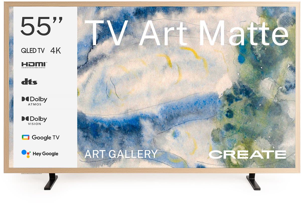 CREATE - QLED 4K 55" Smart TV met antireflectiescherm en kunstgalerij, Licht hout - TV ART MATTE