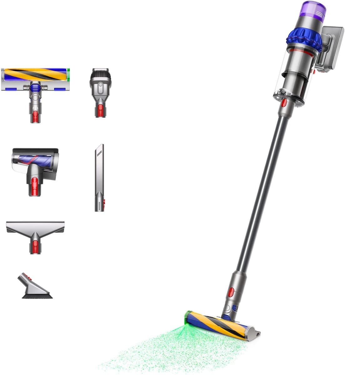 Dyson V15 Detect Fluffy - Steelstofzuiger - Nikkel/Blauw - 230 Air Watts - Zachte vloerborstel