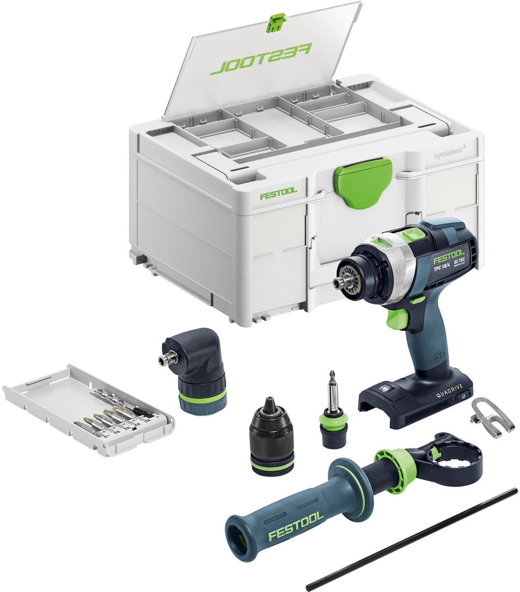 Festool TPC 18/4 I-Basic-Set QUADRIVE Accu klop-/schroefboormachine 18V Basic Body in Systainer - 577625