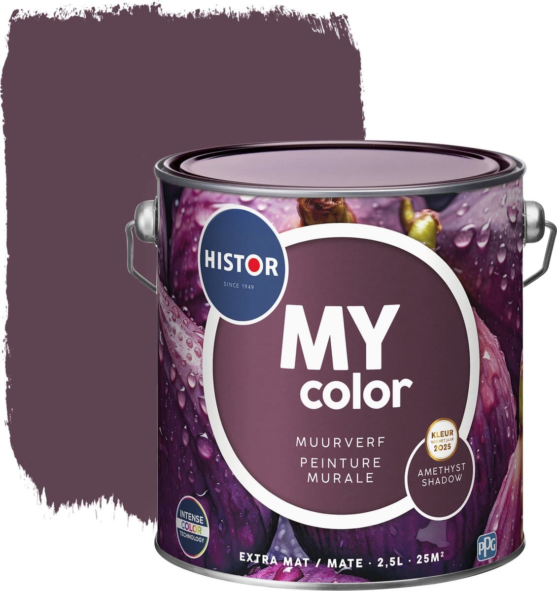 Histor MY Color Muurverf Amethyst Shadow - Extra Mat – Reinigbaar en Geurarm – Extra Dekkend en Vochtregulerend – Voor Binnen – 2.5L - Paars