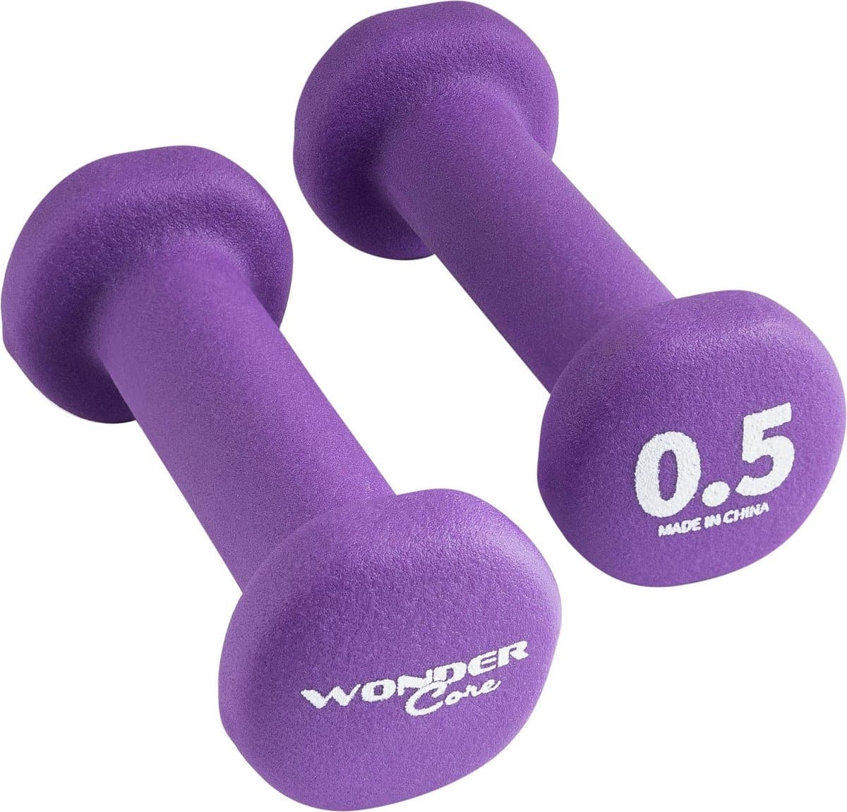 Wonder Core Dumbbell Neopreen Hexagon, Gewichten Halter Set - Paars - 2x 0.5 KG - Halters Workout Fitness Krachttraining accessoires