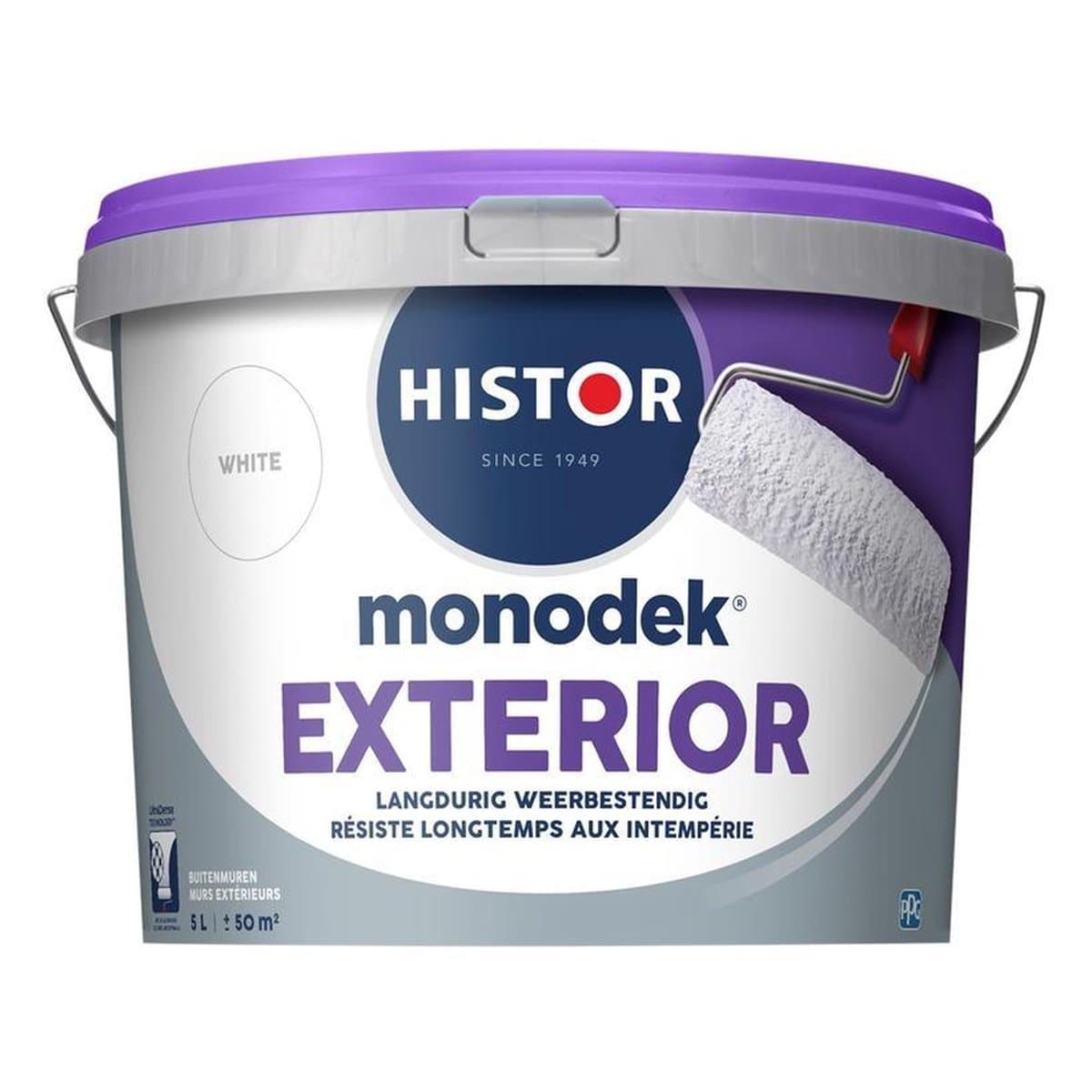 Histor Monodek Exterior – Muurverf Buiten Mat – Vuilafstotend en Langdurig Weerbestendig – Langdurig Kleurbehoud – Geurarm – Voor Buiten – Wit – 2,5L