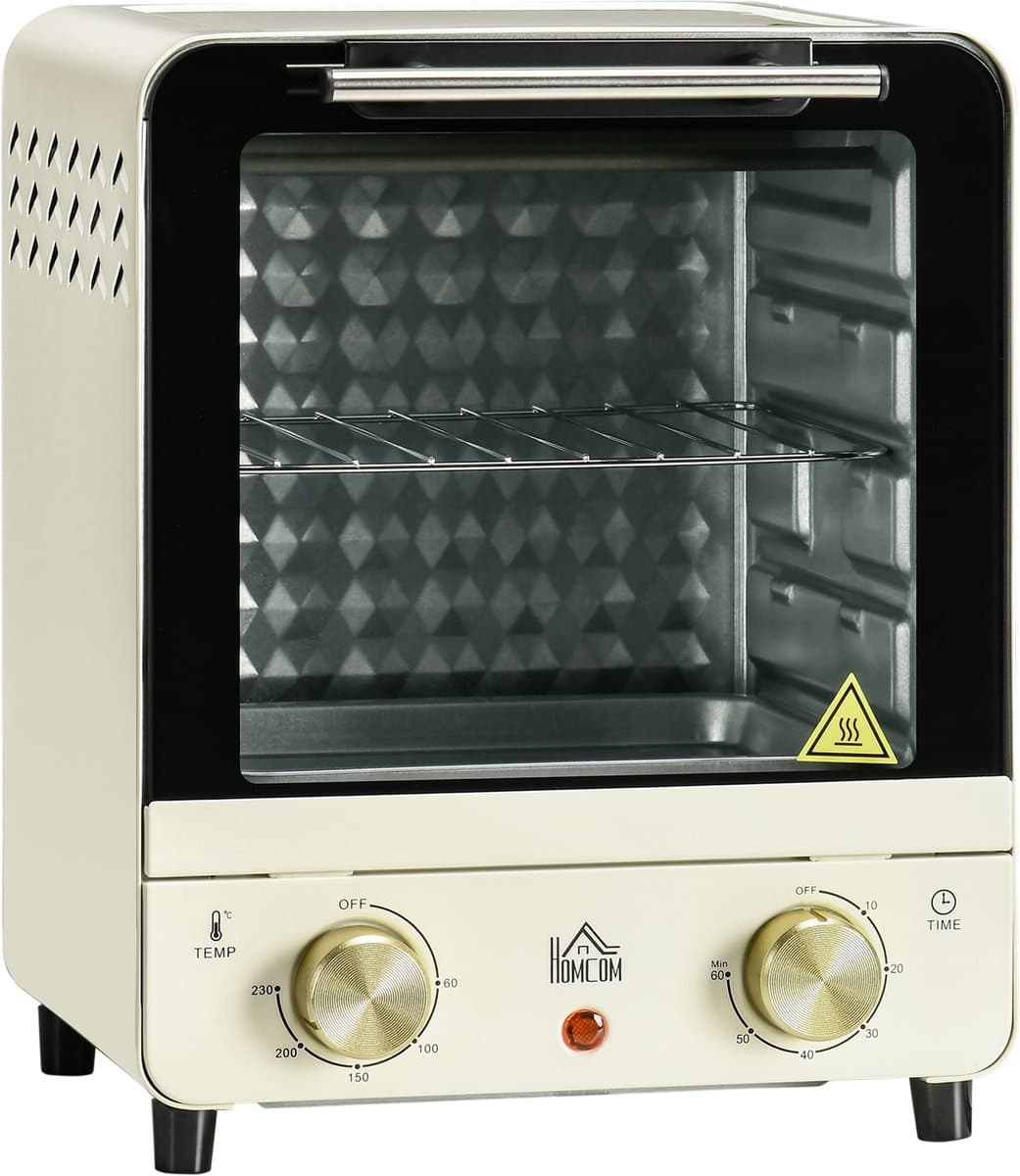 ZYLARO mini oven - Vrijstaande Elektrische Oven - 15L - 1000W - Vintage crème wit