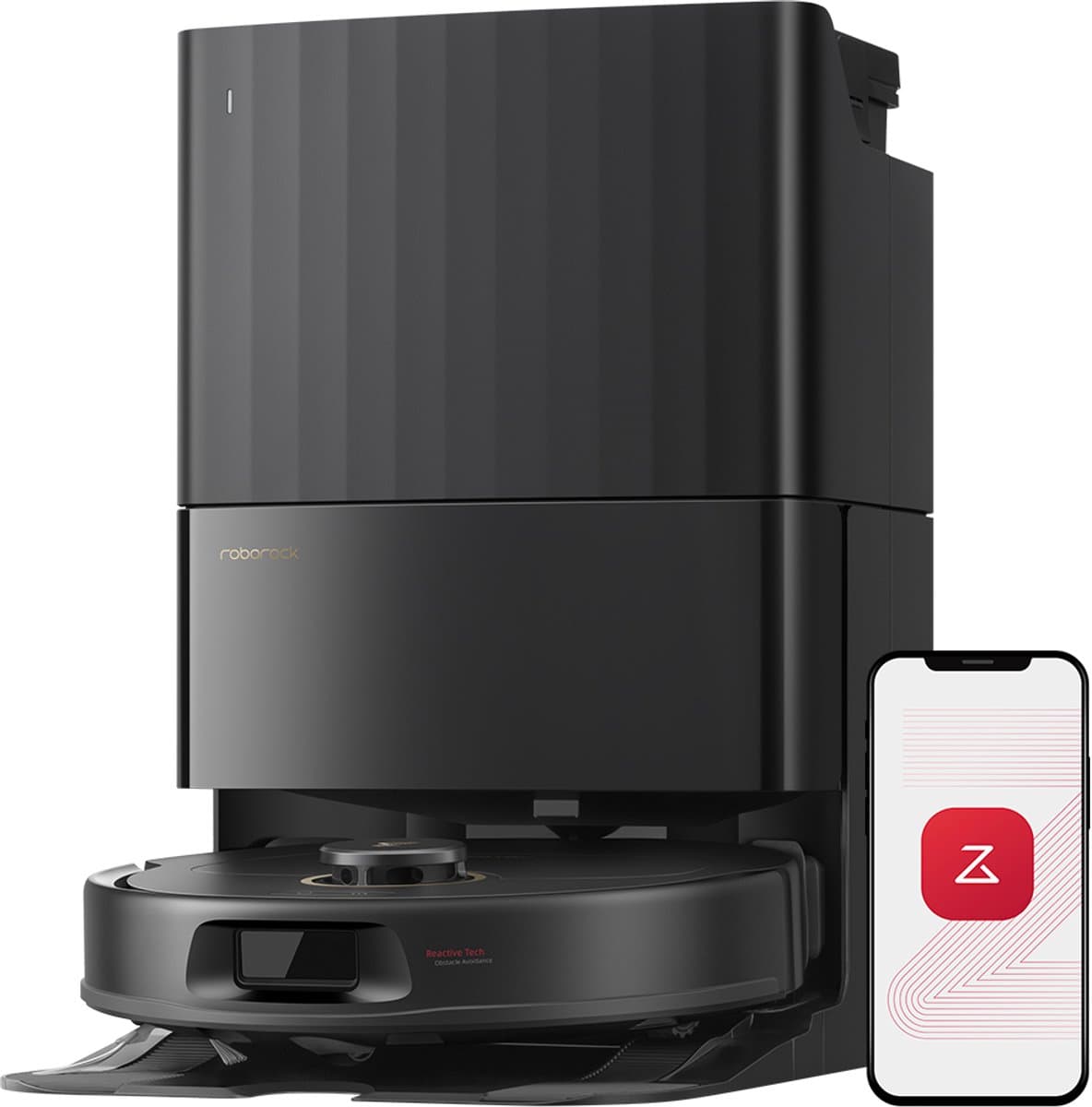 Roborock Qrevo S5V-Robotstofzuiger met dock-12000 Pa zuigkracht-FlexiArm-dweilen-Reactief obstakel vermijden-Dubbele anti-klitfunctie-Warmeluchtdroging-Obstakelvermijding en slimme navigatie-Zwart