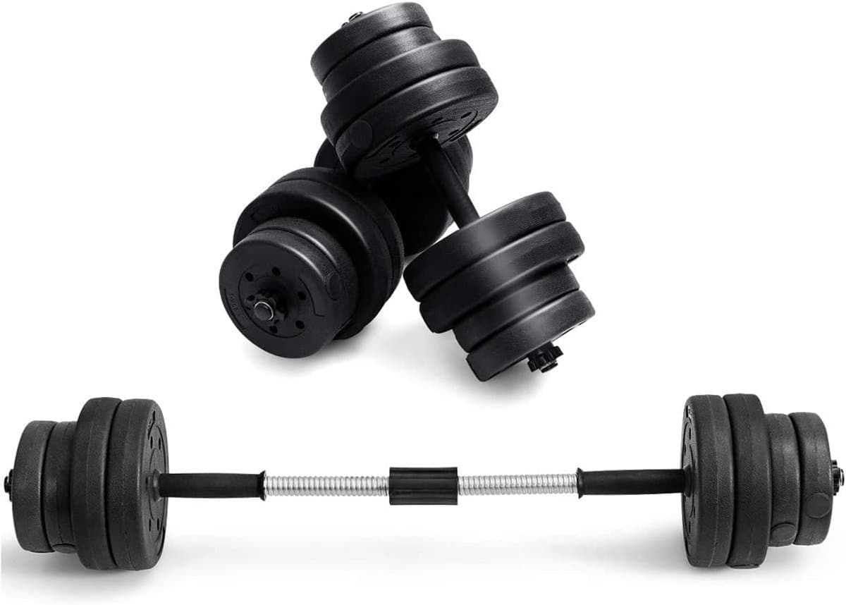 COSTWAY 2 in 1 Verstelbare halterset met anti-slip handvat 30 KG in gewicht verstelbaar, 8 x 2,5kg / 8 x 1,25kg, dumbbell set training apparatuur voor thuis of gymnastiek oefenen, duurzame fitness barbell optillen voor lichaamsbouw