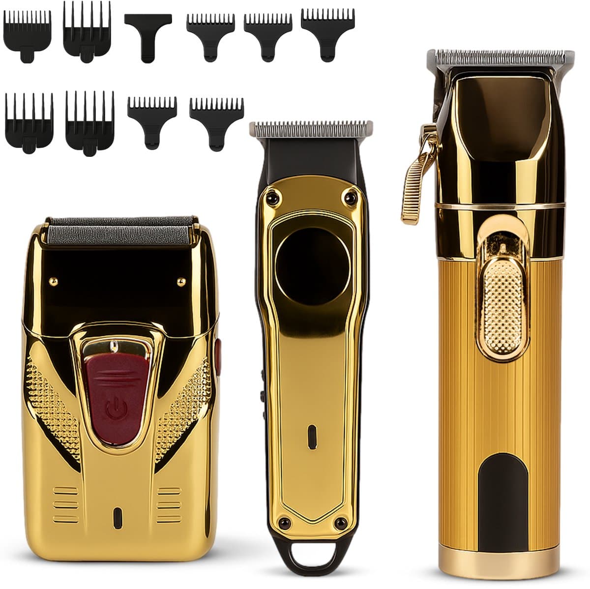 LIVRIX Professionele Haar Trimmer Set - Elektrische Scheerapparaat - 3 in 1 Tondeuse Set - Hoofd Scheerapparaten - Shaver - Goud
