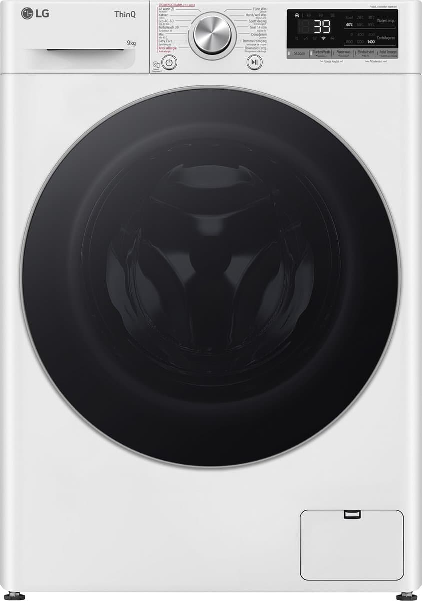 LG GC3R709S1 wasmachine 9 kg, AI DD en AI Wash voor slimme stofverzorging - TurboWash 39 voor sneller schoon - Hygiënisch wassen met stoom en ThinQ slimme bediening. Energieklasse A-10%