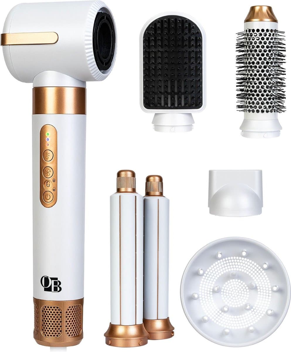 O@B Professionele 7-in-1 Airwrap Föhnborstel & Haarstijler - Haardroger Föhn met Borstel - Elektrische Haarborstel & Krultang - Multistyler Krulborstel - Magische Stijlborstel - Heteluchtborstel Haarstyler - Hairwrap Airstyler - Air Wrap Multi Styler