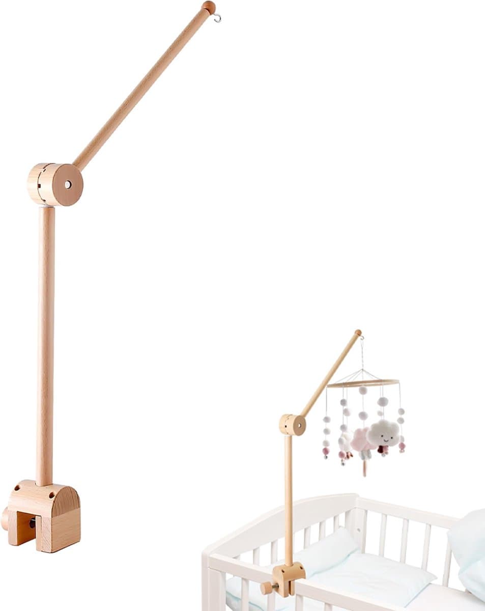 Boxmobiel - Mobiel Houder - Wieg Mobiel - Baby Mobiel Houder Hout - Muziekmobiel Houder Hout - Baby Mobiel Houder Hout - Boxmobiel Houder Hout - Baby Kamer Decoratie - Verstelbare Arm Voor Babybox - Eenvoudig Bevestigen - Verstelbaar - Voor Babybox