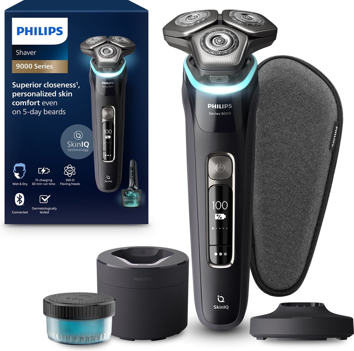 Philips Shaver 9000 Series S9976/55 - Elektrisch scheerapparaat – met trimmer – mannen - Met Quick Clean Pod - Donkergrijs