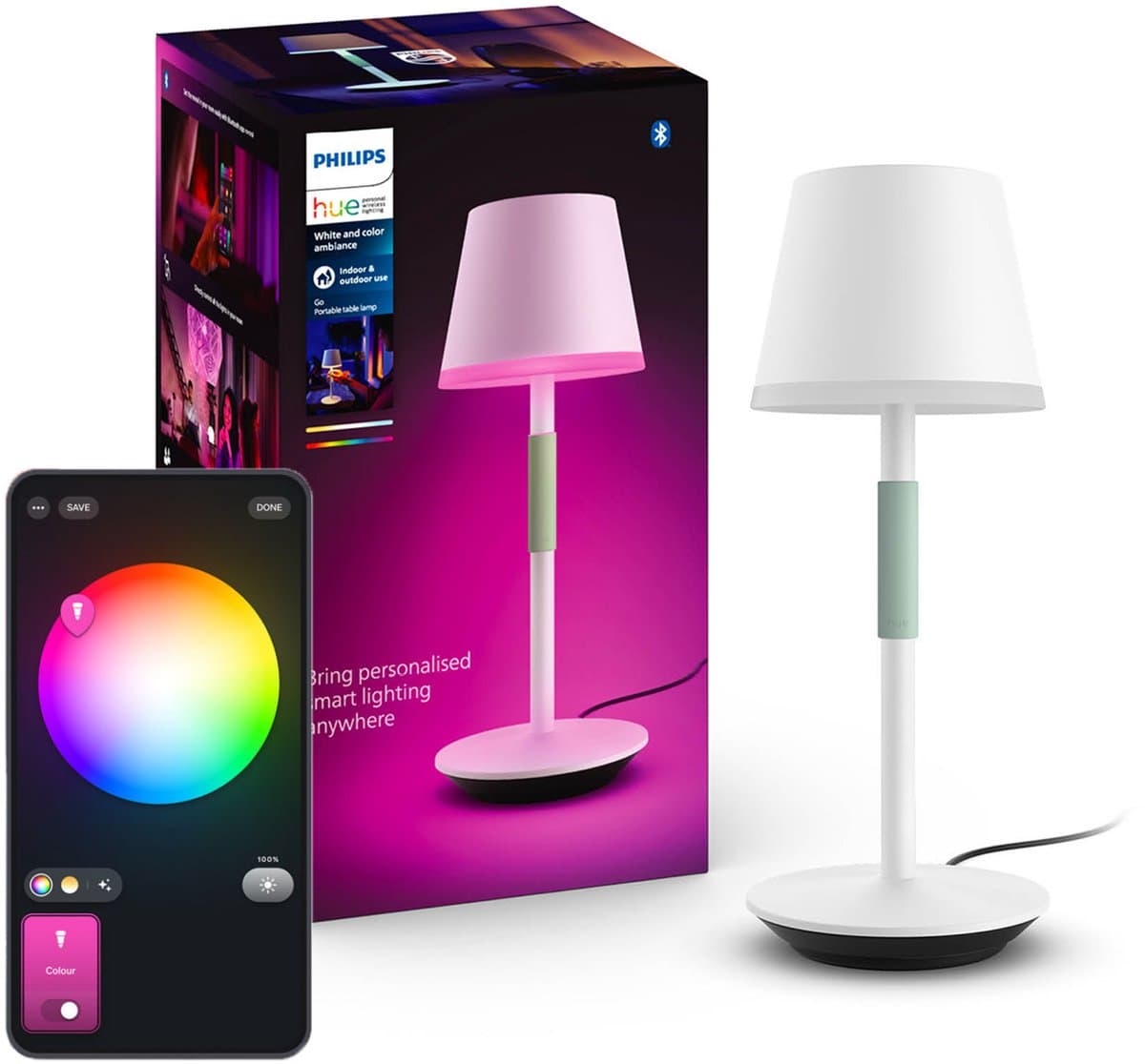 Philips Hue Go draagbare tafellamp - wit en gekleurd licht - wit