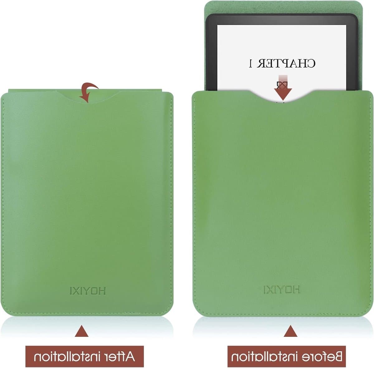 Beschermhoes voor 6.8 inch E-Book Reader - Geschikt voor Kindle Paperwhite, Kobo en Pocketbook - Leer, Groen, Duurzaam en Stijlvol