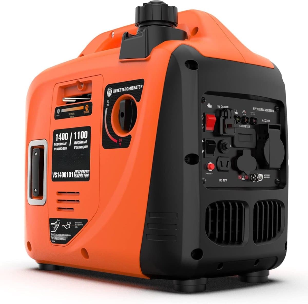 DYNA® Stroomgenerator - Stille Benzinegenerator - Noodstroomgenerator - Oranje - 43cm x 26cm x 41cm