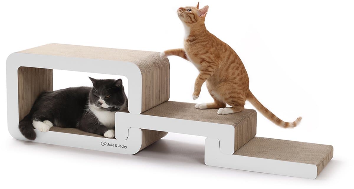 Jake and Jacky Krabkarton voor Katten - Krabpaal Karton - Krabplank - Krabmand - Krabmeubel - Kartonnen Krabmat - Kattenmand - Kattenbed - 116x33x24cm
