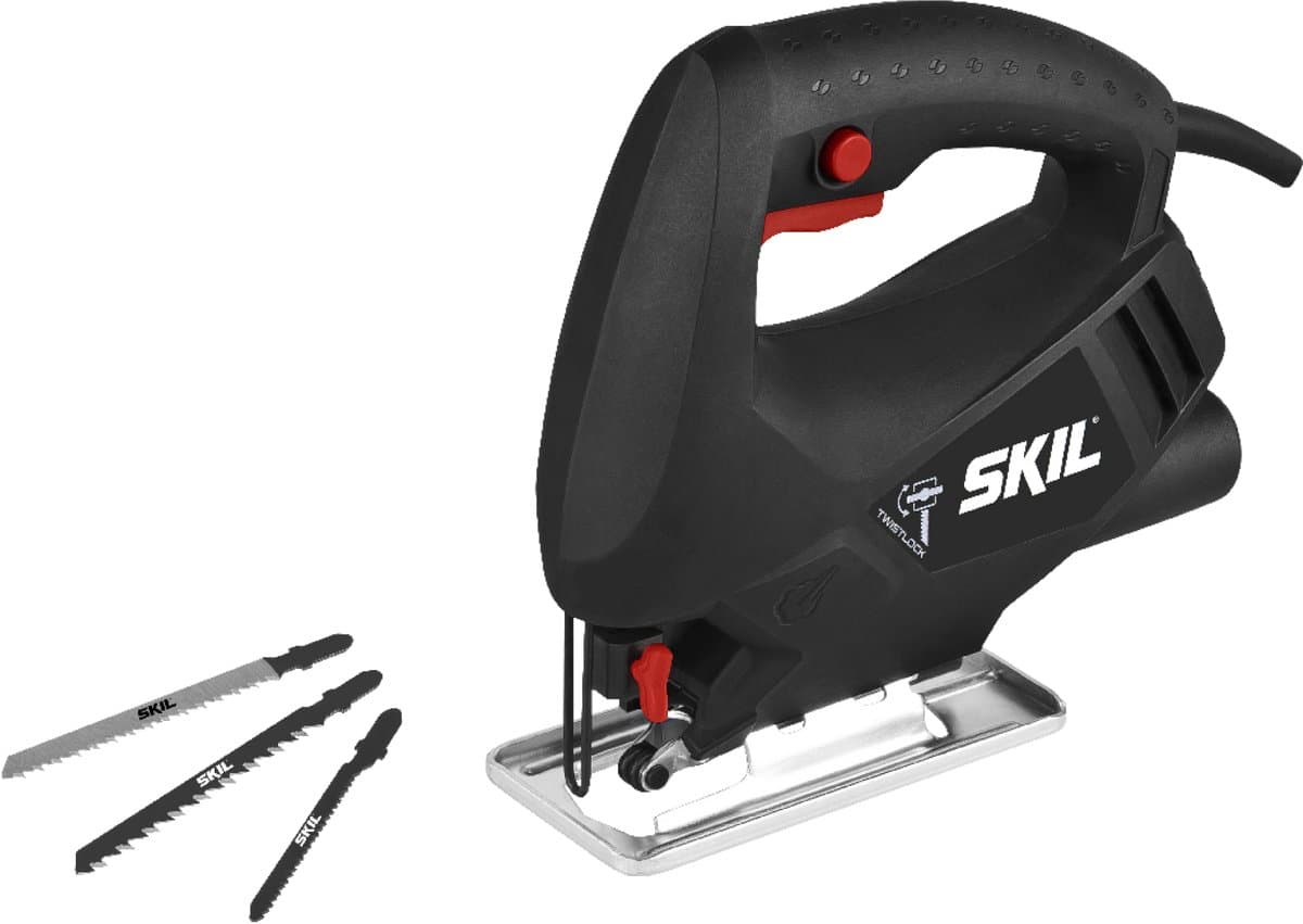 SKIL Decoupeerzaag 400W - Met Stofblazer - Zaagcapaciteit 65mm - 45° Zaagsneden - Zaagblad Voor Hout - Inclusief 3 Zaagbladen - Skil 4190 AA