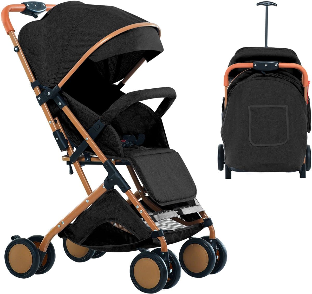 PIPIPOXER Kinderwagen Buggy 0-36 maanden Sportwagen met Ligpositie-Zwart