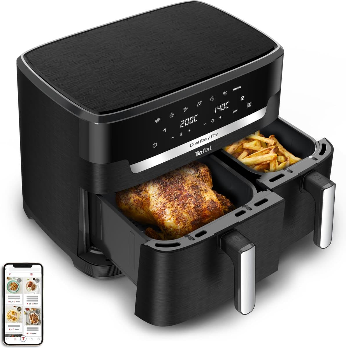 Tefal Easy Fry Dual XXL EY9428 - Dubbele Airfryer XXL - 11L - Dubbele Mand - 2-in-1 Functie - Tot 8 personen