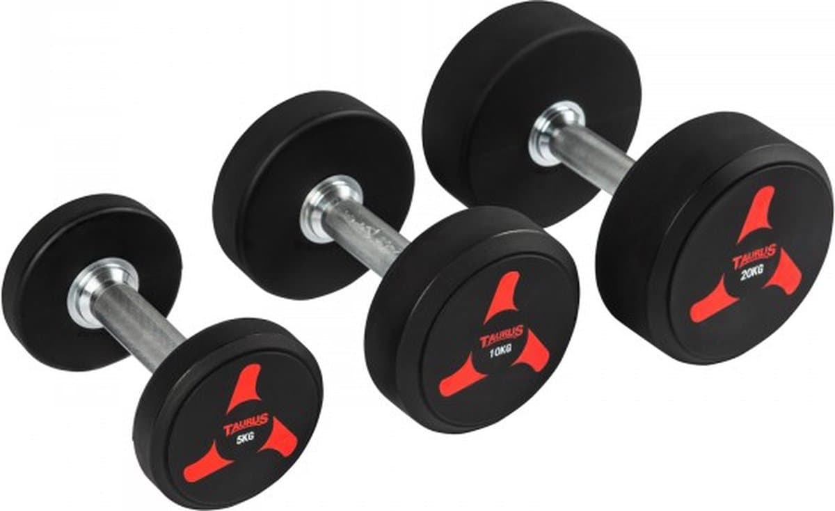 Taurus TPU-halter 18kg 1 stuk – Duurzame en Vormvaste Dumbbell met Geribbelde Grip – Krasbestendig en Stofafstotend – Geschikt voor Thuis en Sportschool – Verkrijgbaar in Diverse Gewichten