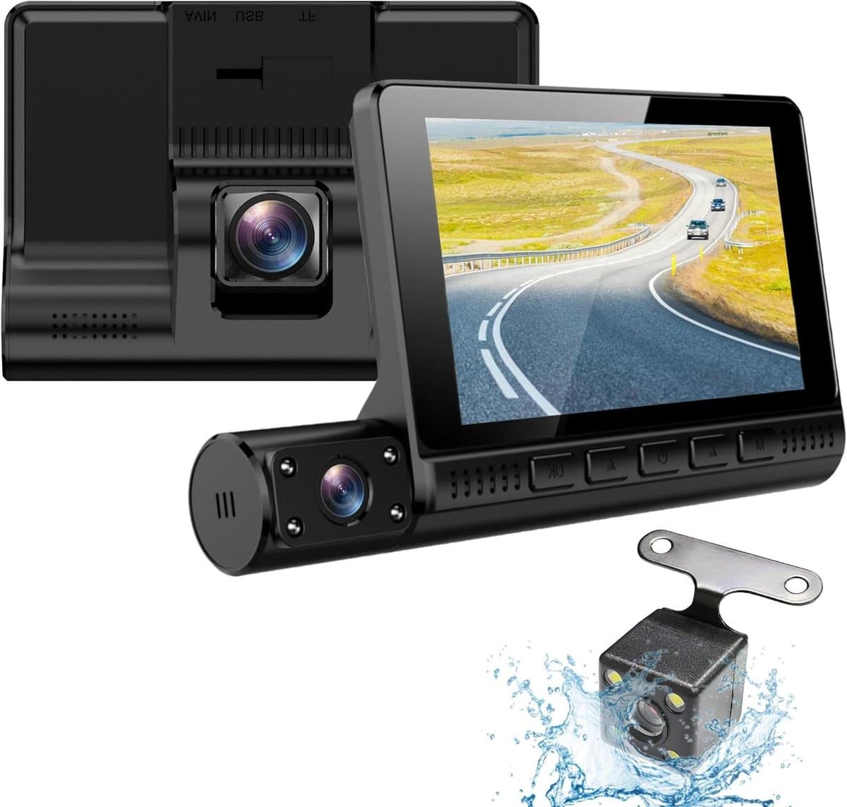 Auto Camera Set - Dashcam Recorder - Veilig Rijden - 3 Kanalen Opname - 4 Inch Display - Zwart