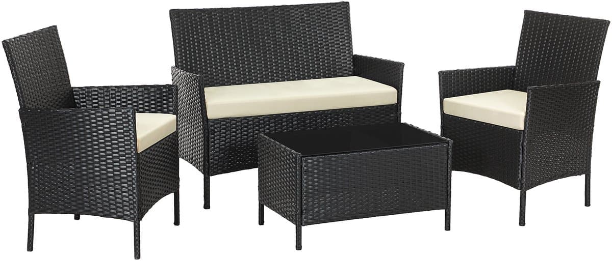 SONGMICS - Tuinset - Tuintafel - Tuinstoelen - Gemaakt van PE Polyrattan - Voor Terras en Tuin