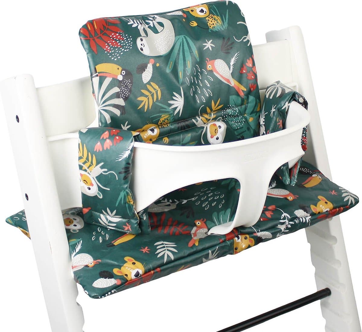 Ukje Kussen TrippTrapp - Geschikt als Stokke Tripp Trapp Stoelverkleiner - Het enige kussen dat op 30°C in de was kan - Veilig getest Oeko-Tex - Kinderstoel Verkleiner - Geplastificeerd en Snel Schoon - Groen aap