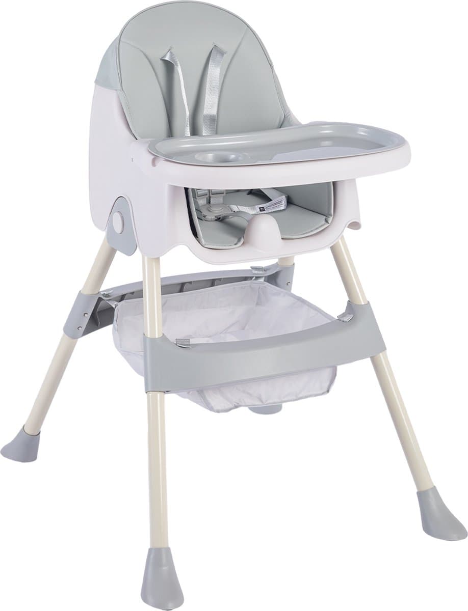 K IKIDO Baby Eetstoel - Kinderstoel - Babytafelstoel - Opvouwbare Eetstoel - Multifunctionele Babystoel Voor Aan Tafel - Dubbele Plaat - Waterdicht - Kinderzetel - Grijs
