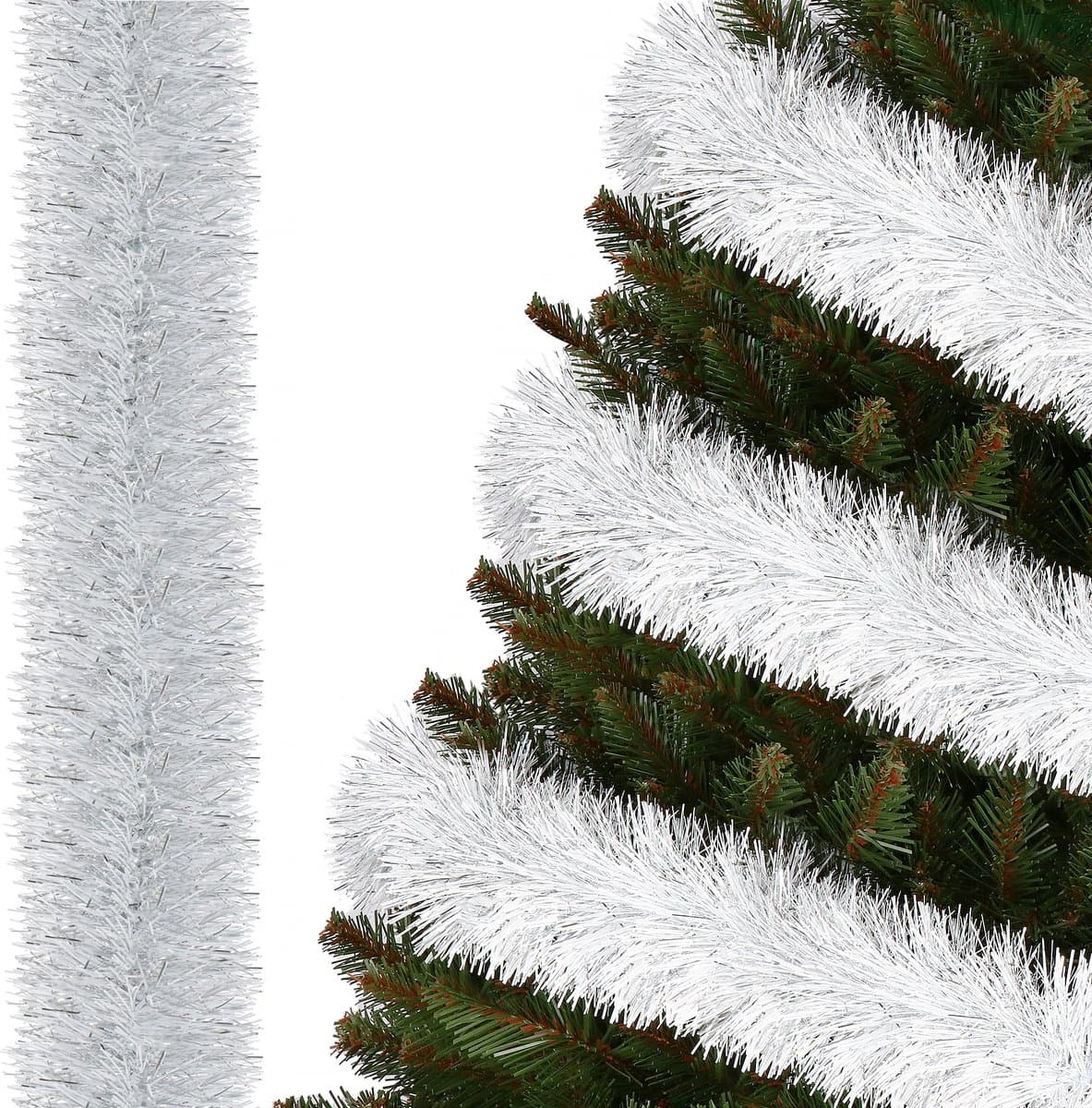 Springos Kerstslinger | Guirlande | Kerstversiering | 6 m | Zilver/Wit